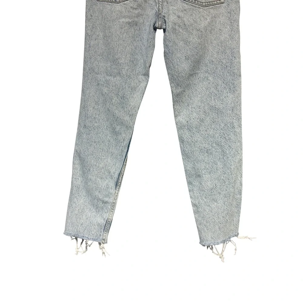 ZARA The Cigarette Distressed Light Wash Denim Jeans Women US 4 Raw Hem‎ Boho